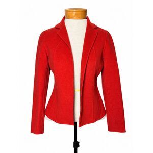 Talbots Petite 6 Red 100% Wool Open Front Blazer Blazer Princess Seam Luxury